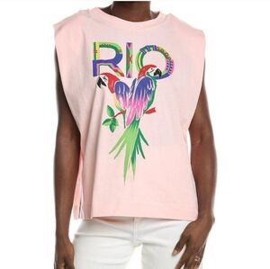 FARM RIO Pink Parrot Graphic Sleeveless Top Small NWT
